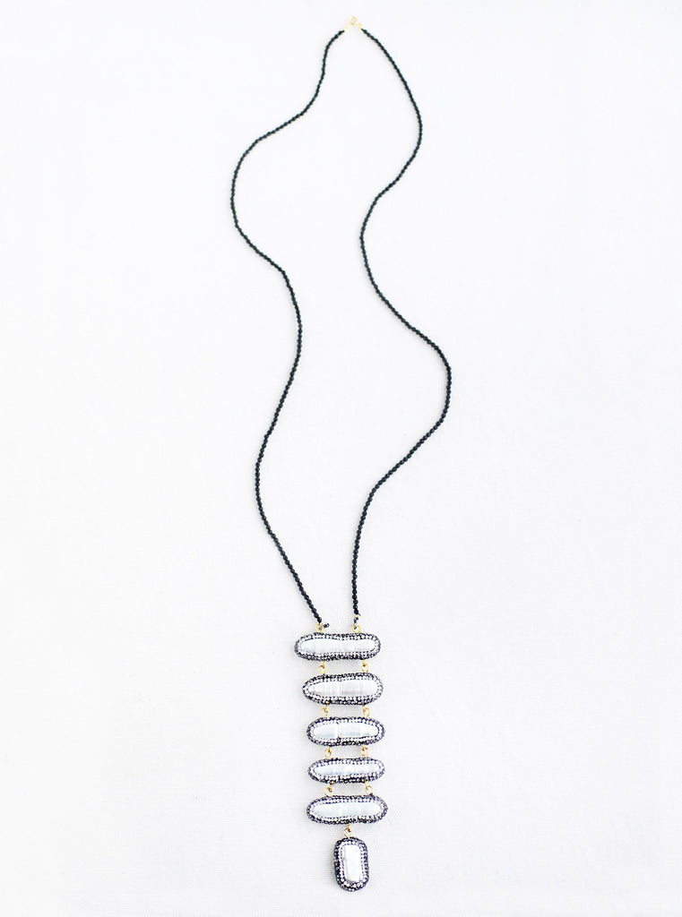 Crystal Pearl Bars Necklace