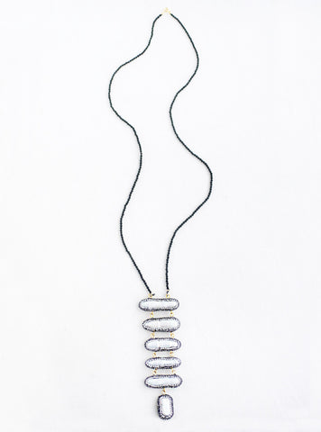 Crystal Pearl Bars Necklace