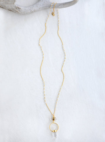 Agate Single Crystal Necklace